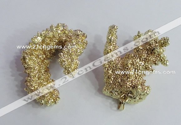 NGP2396 20*40mm - 30*50mm freeform plated natural coral pendants