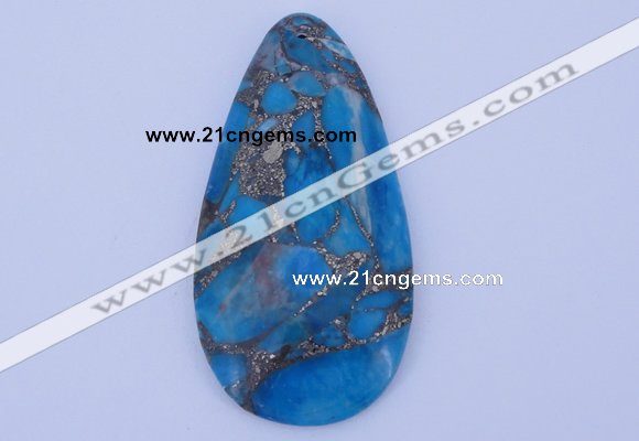 NGP240 30*60mm dyed golden turquoise & pyrite gemstone pendants