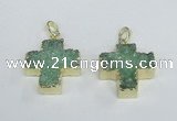 NGP2402 25*26mm - 27*28mm cross druzy agate pendants wholesale