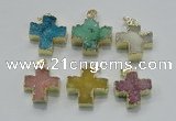 NGP2403 25*26mm - 27*28mm cross druzy agate pendants wholesale