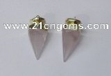 NGP2405 18*35mm - 20*40mm cone rose quartz pendants wholesale