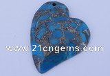 NGP241 39*47mm dyed golden turquoise & pyrite gemstone pendants