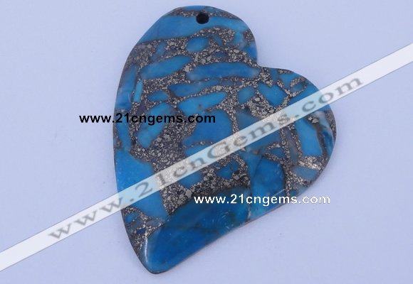 NGP241 39*47mm dyed golden turquoise & pyrite gemstone pendants