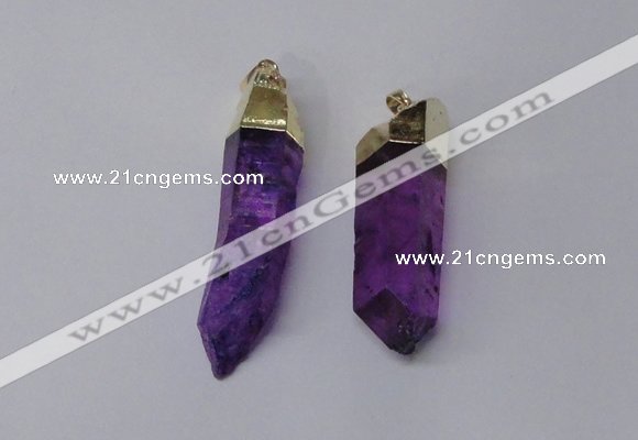 NGP2419 10*45mm - 12*55mm sticks dyed white crystal pendants