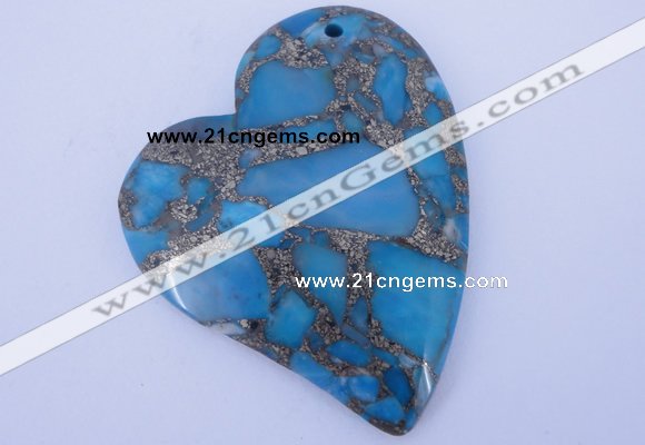 NGP242 39*47mm dyed golden turquoise & pyrite gemstone pendants