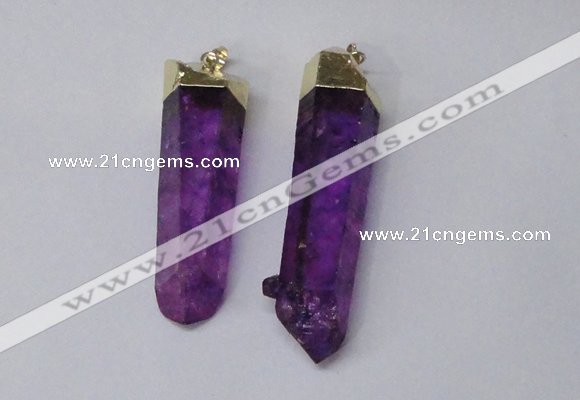 NGP2426 15*50mm - 18*65mm sticks dyed white crystal pendants