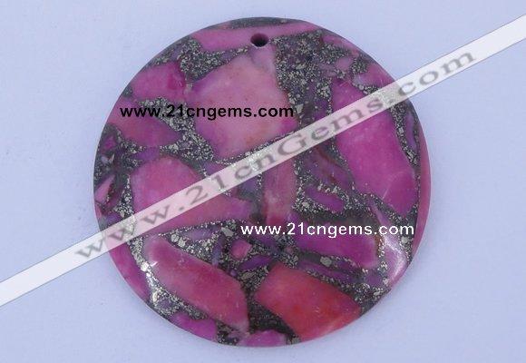 NGP243 7*40mm dyed golden turquoise & pyrite gemstone pendants