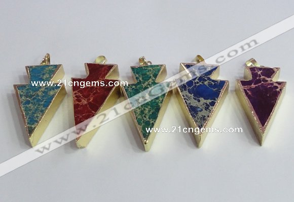 NGP2453 18*38mm - 22*45mm arrowhead sea sediment jasper pendants