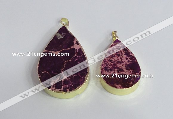 NGP2455 20*30mm - 30*35mm flat teardrop sea sediment jasper pendants