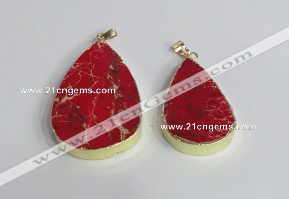 NGP2456 20*30mm - 30*35mm flat teardrop sea sediment jasper pendants