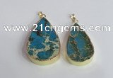 NGP2457 20*30mm - 30*35mm flat teardrop sea sediment jasper pendants