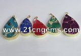 NGP2460 20*30mm - 30*35mm flat teardrop sea sediment jasper pendants