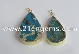 NGP2464 30*40mm - 40*50mm flat teardrop sea sediment jasper pendants