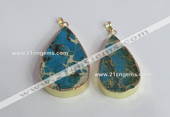 NGP2464 30*40mm - 40*50mm flat teardrop sea sediment jasper pendants