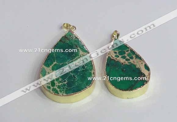 NGP2465 30*40mm - 40*50mm flat teardrop sea sediment jasper pendants