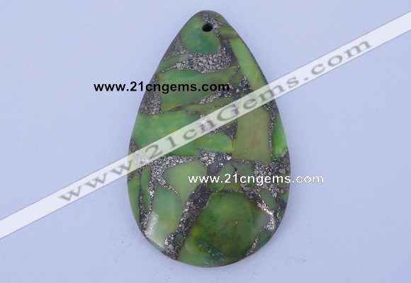NGP248 30*49mm dyed golden turquoise & pyrite gemstone pendants