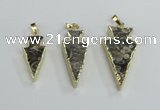 NGP2484 15*30mm - 22*40mm arrowhead ammonite gemstone pendants