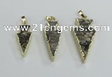 NGP2484 15*30mm - 22*40mm arrowhead ammonite gemstone pendants