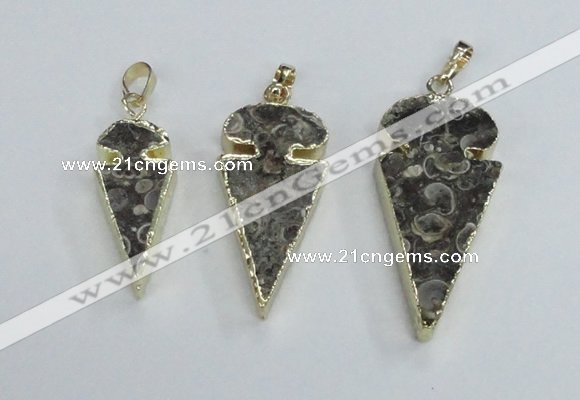 NGP2485 15*30mm - 22*40mm arrowhead ammonite gemstone pendants