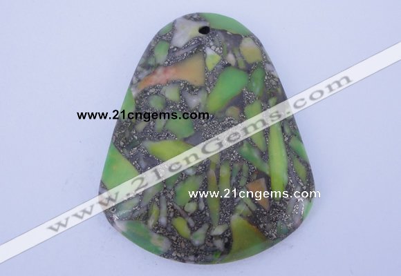 NGP249 38*47mm dyed golden turquoise & pyrite gemstone pendants