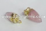 NGP2490 15*30mm - 18*40mm cone rose quartz pendants wholesale