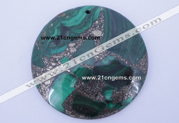 NGP250 7*45mm fashion malachite & pyrite gemstone pendants