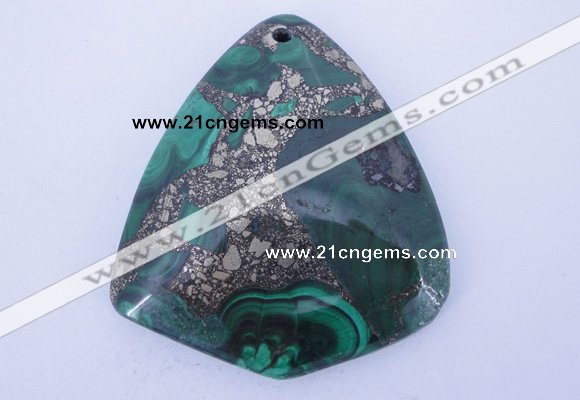 NGP252 40*50mm fashion malachite & pyrite gemstone pendants