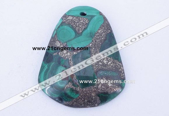 NGP253 38*47mm fashion malachite & pyrite gemstone pendants