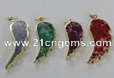 NGP2530 18*40mm - 22*55mm wing-shaped sea sediment jasper pendants