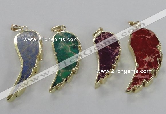 NGP2530 18*40mm - 22*55mm wing-shaped sea sediment jasper pendants