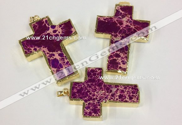 NGP2533 30*45mm - 40*50mm cross sea sediment jasper pendants