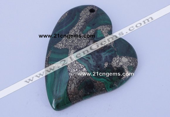 NGP254 41*50mm fashion malachite & pyrite gemstone pendants