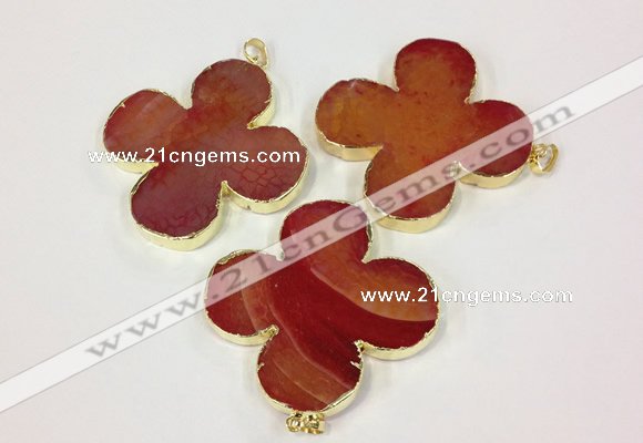 NGP2542 53*53mm - 56*56mm flower agate gemstone pendants