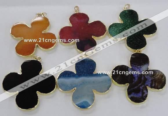 NGP2546 53*53mm - 56*56mm flower agate gemstone pendants