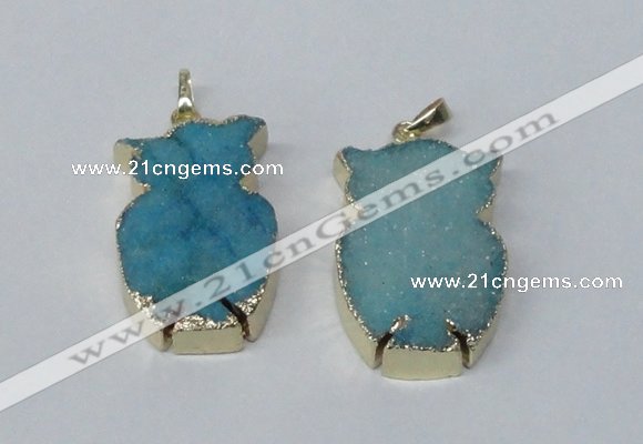 NGP2570 25*40mm cat druzy agate gemstone pendants wholesale