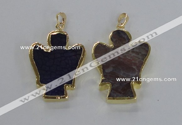 NGP2579 30*40mm angel agate gemstone pendants wholesale