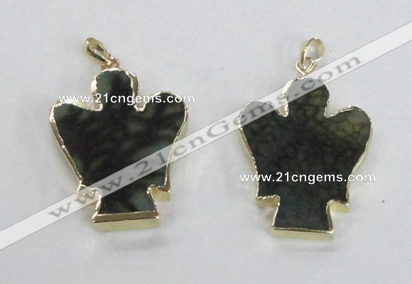 NGP2582 30*40mm angel agate gemstone pendants wholesale