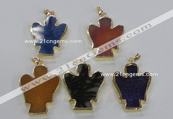 NGP2584 30*40mm angel agate gemstone pendants wholesale