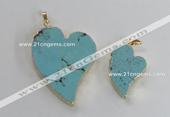 NGP2595 25*35mm - 35*45mm heart turquoise pendants wholesale