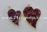 NGP2597 25*35mm - 35*45mm heart sea sediment jasper pendants