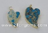 NGP2599 25*35mm - 35*45mm heart sea sediment jasper pendants