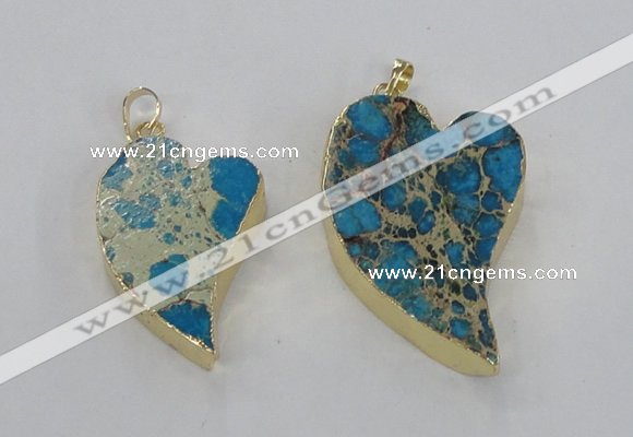 NGP2599 25*35mm - 35*45mm heart sea sediment jasper pendants