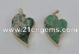 NGP2600 25*35mm - 35*45mm heart sea sediment jasper pendants