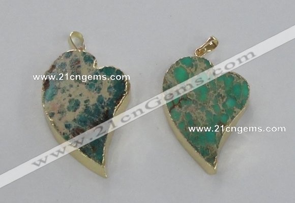 NGP2600 25*35mm - 35*45mm heart sea sediment jasper pendants
