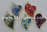 NGP2602 25*35mm - 35*45mm heart sea sediment jasper pendants