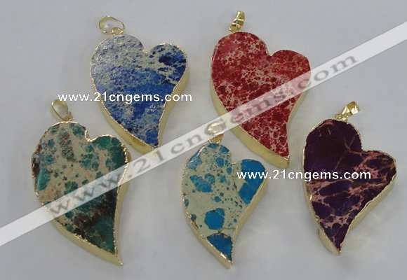 NGP2611 40*50mm - 50*70mm heart sea sediment jasper pendants