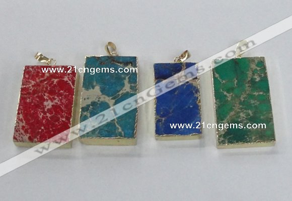 NGP2619 20*40mm - 25*45mm rectangle sea sediment jasper pendants