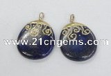 NGP2623 40*50mm oval lapis lazuli gemstone pendants wholesale