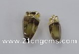 NGP2630 15*35mm - 18*40mm cone lemon quartz gemstone pendants