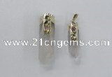 NGP2632 12*35mm - 15*40mm sticks white crystal & amethyst pendants